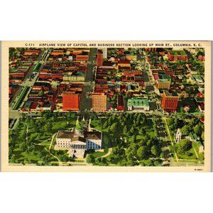 Postcard, Vintage, Aerial View, Capitol & Businesses,Columbia,SC,1920-30s